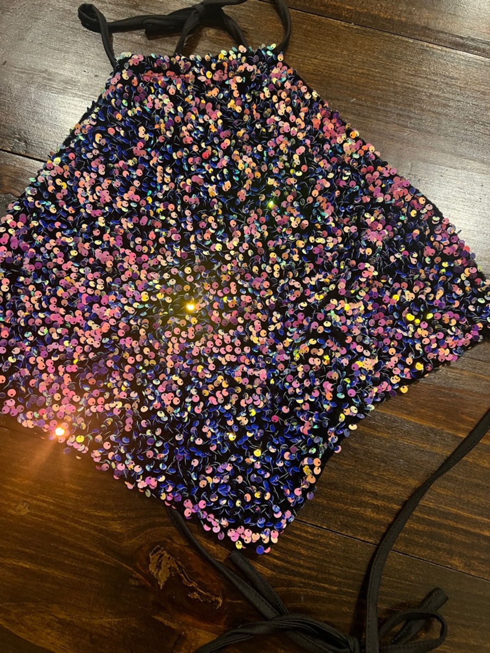 Bear Dance Sequin Halter Crop Top